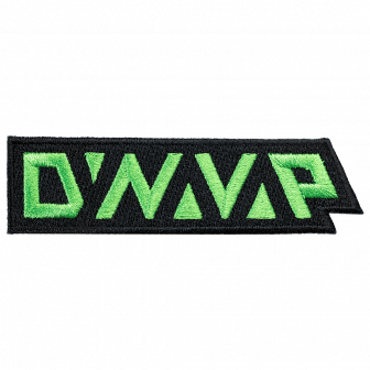 Green dynavap logo on black iron on patch